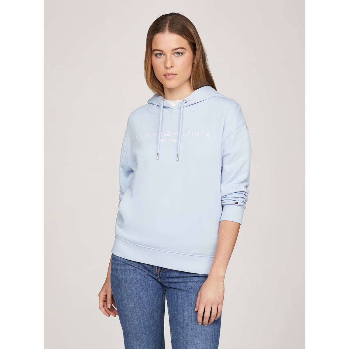 TOMMY HILFIGER - Polerón Hoodie Corporate Logo Celeste Tommy Hilfiger