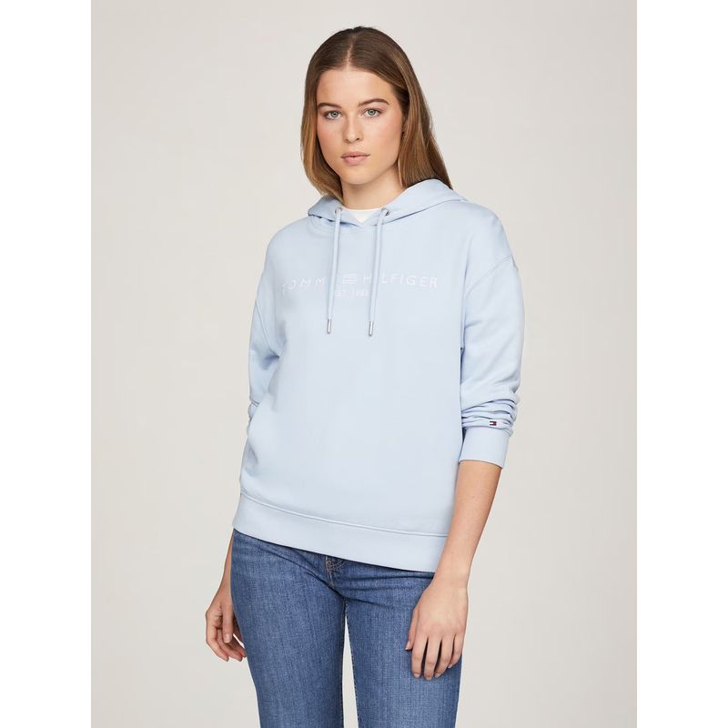 TOMMY HILFIGER - Polerón Hoodie Corporate Logo Celeste Tommy Hilfiger