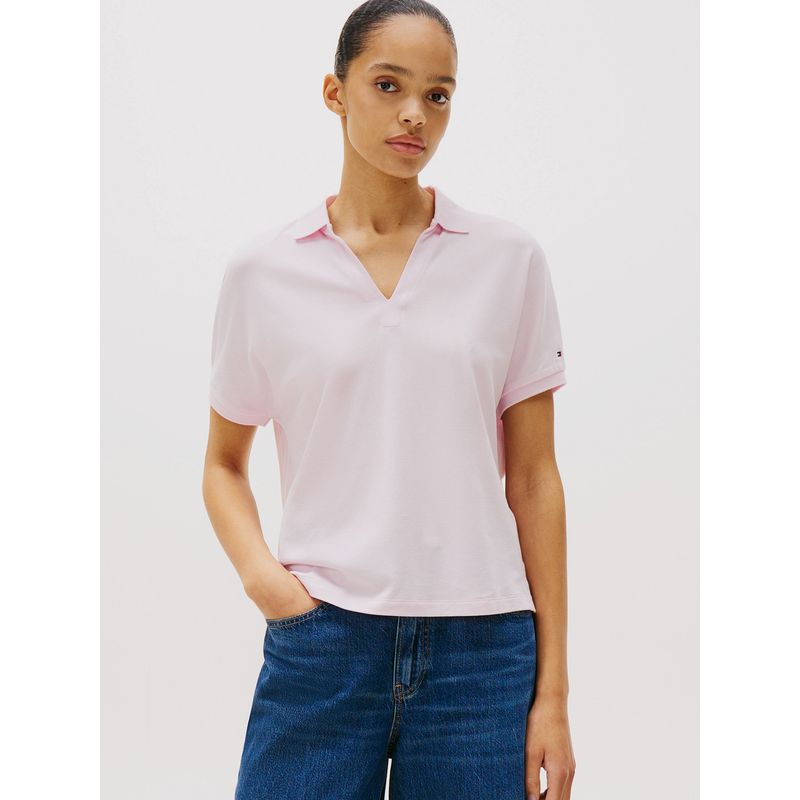 TOMMY HILFIGER - Polo Relaxed Solid Con Logo Rosado Tommy Hilfiger
