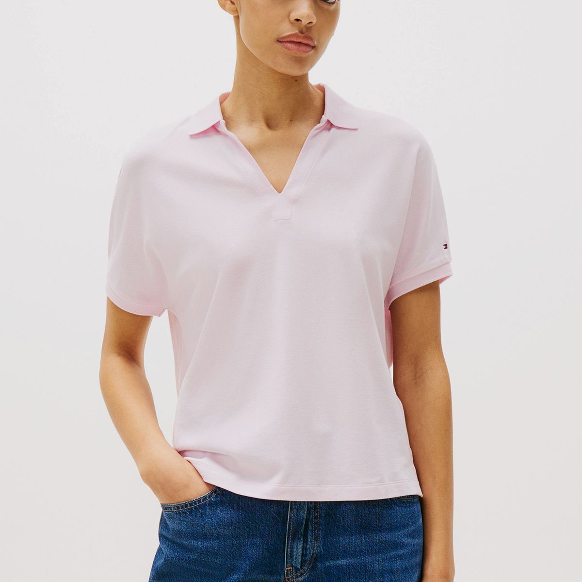 TOMMY HILFIGER - Polo Relaxed Solid Con Logo Rosado Tommy Hilfiger