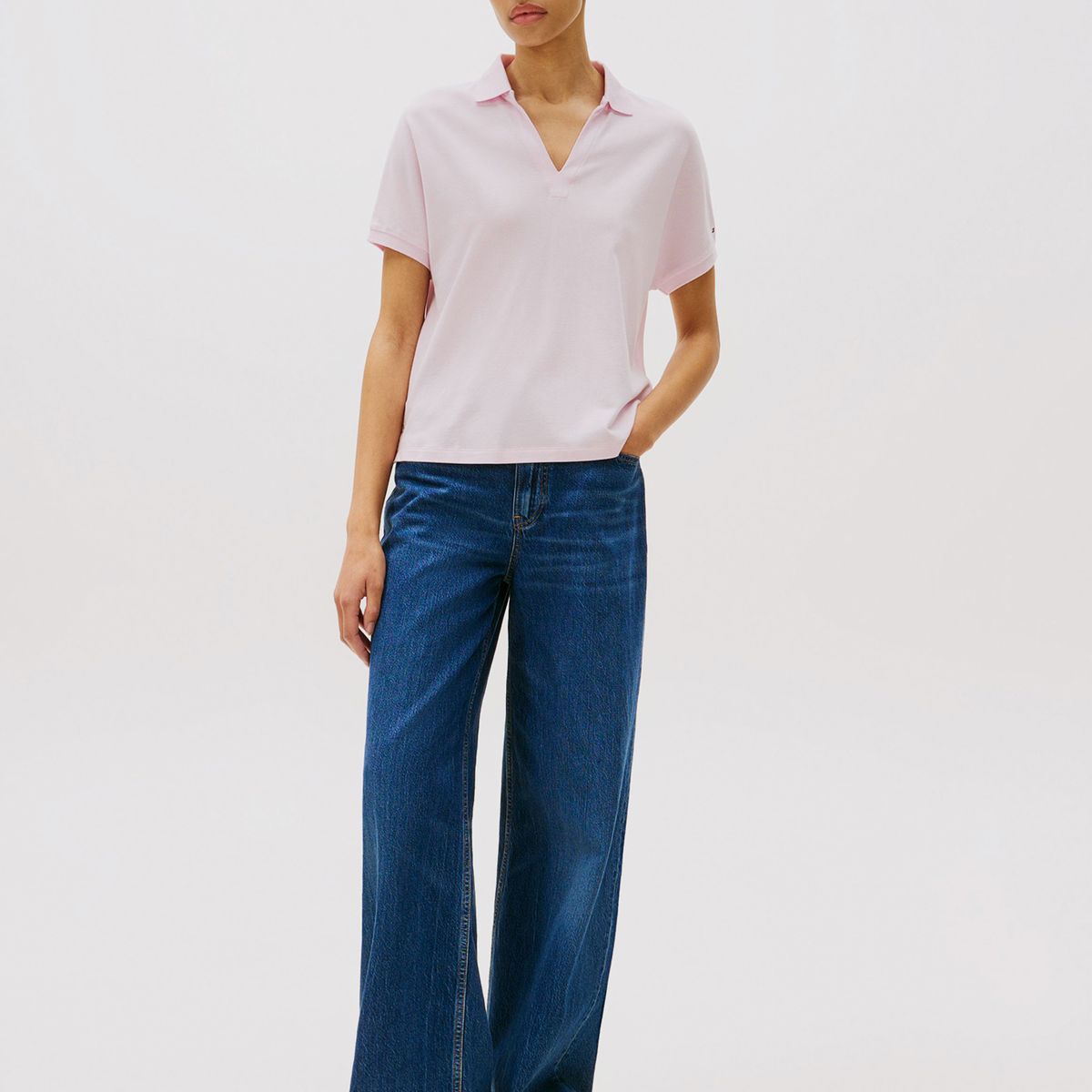 TOMMY HILFIGER - Polo Relaxed Solid Con Logo Rosado Tommy Hilfiger