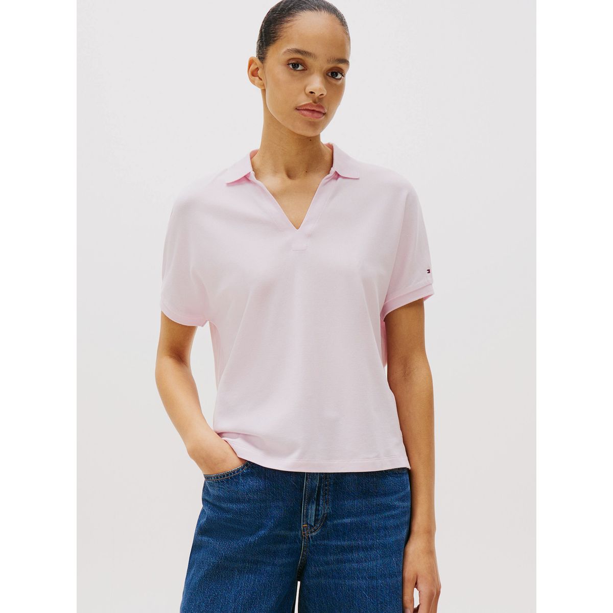 TOMMY HILFIGER - Polo Relaxed Solid Con Logo Rosado Tommy Hilfiger