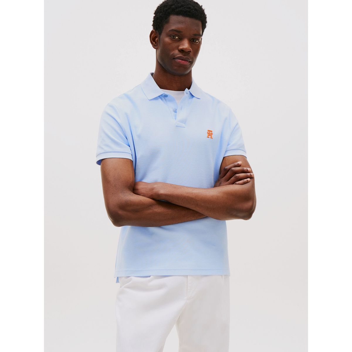 TOMMY HILFIGER - Polo Con Logo De Monogram Celeste Tommy Hilfiger