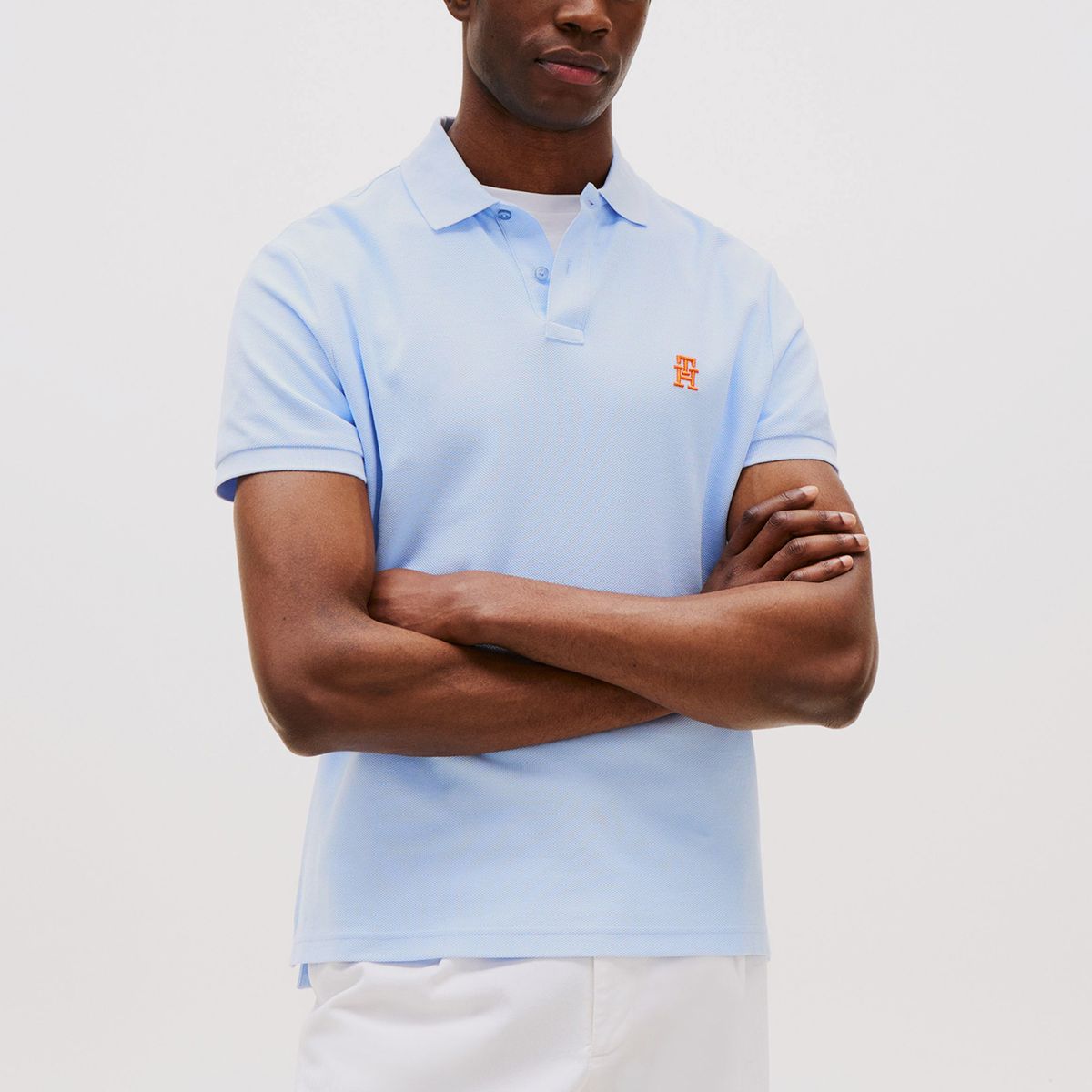 TOMMY HILFIGER - Polo Con Logo De Monogram Celeste Tommy Hilfiger