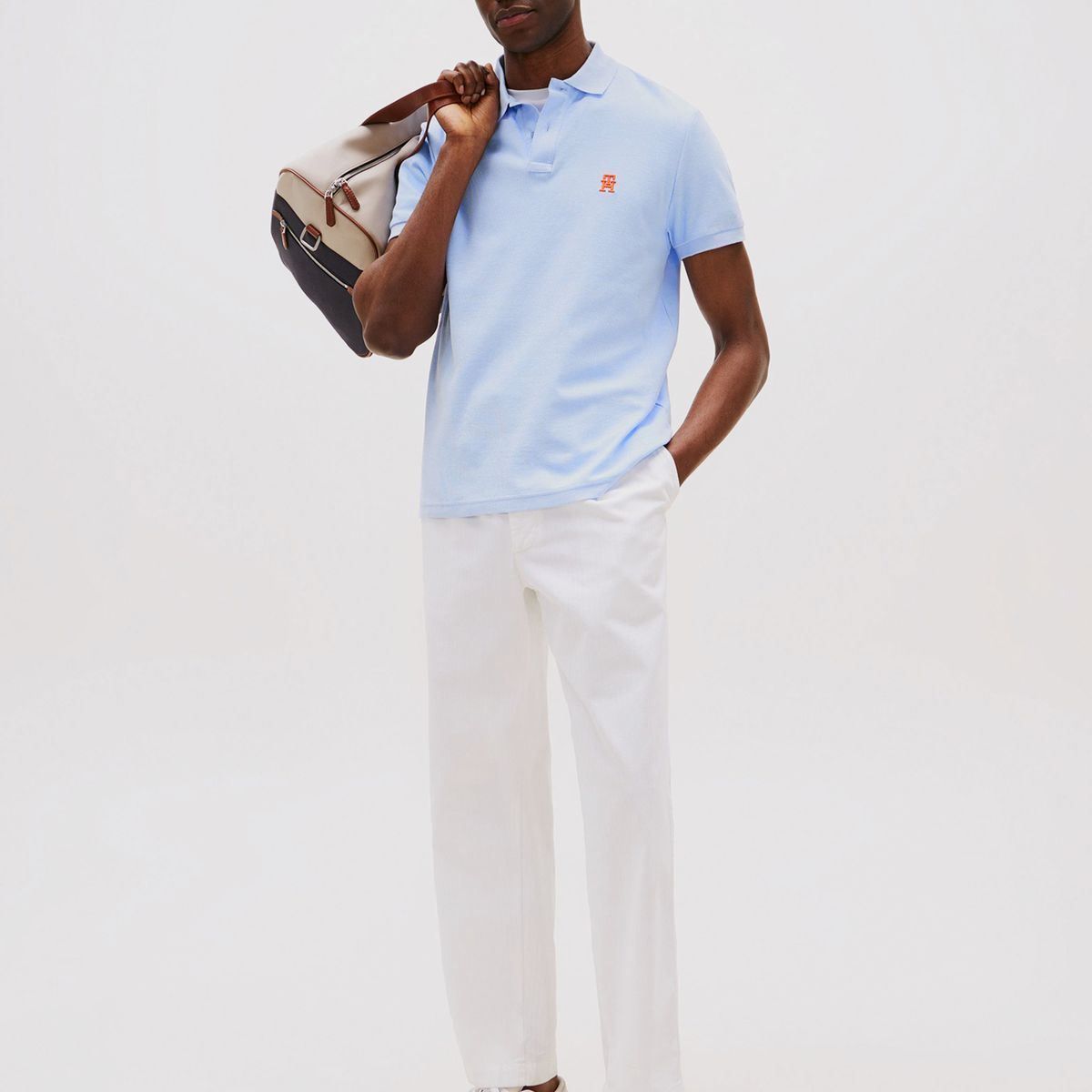 TOMMY HILFIGER - Polo Con Logo De Monogram Celeste Tommy Hilfiger