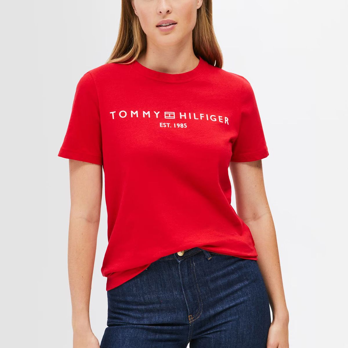 TOMMY HILFIGER - Polera Signature Con Logo Rojo Tommy Hilfiger