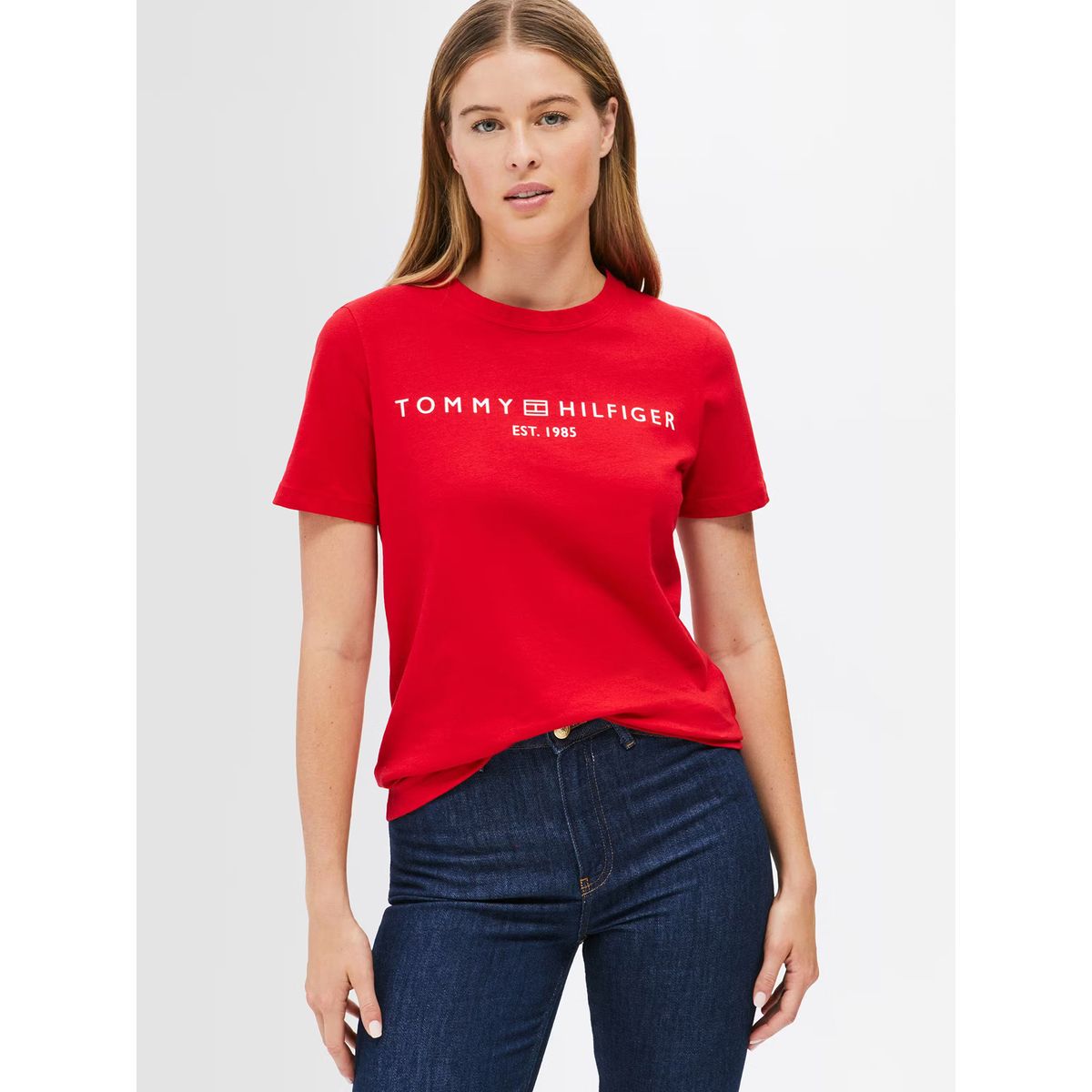 TOMMY HILFIGER - Polera Signature Con Logo Rojo Tommy Hilfiger