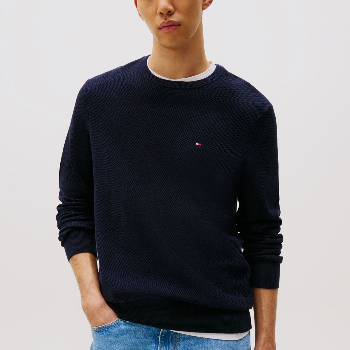 TOMMY HILFIGER - Sweater Essential Structure C-Neck Azul Tommy Hilfiger