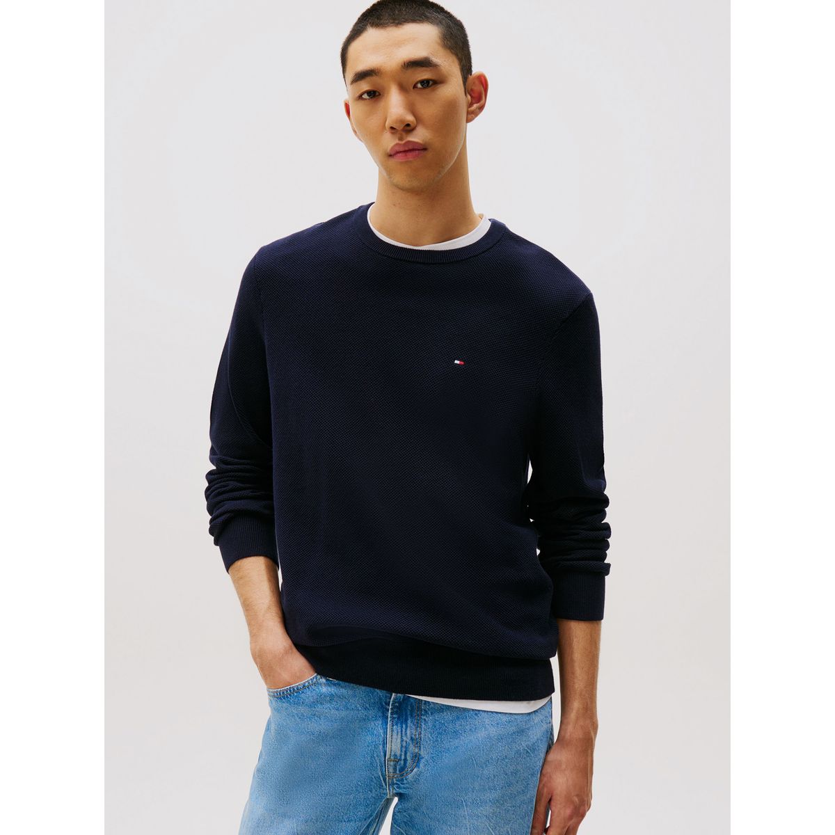 TOMMY HILFIGER - Sweater Essential Structure C-Neck Azul Tommy Hilfiger