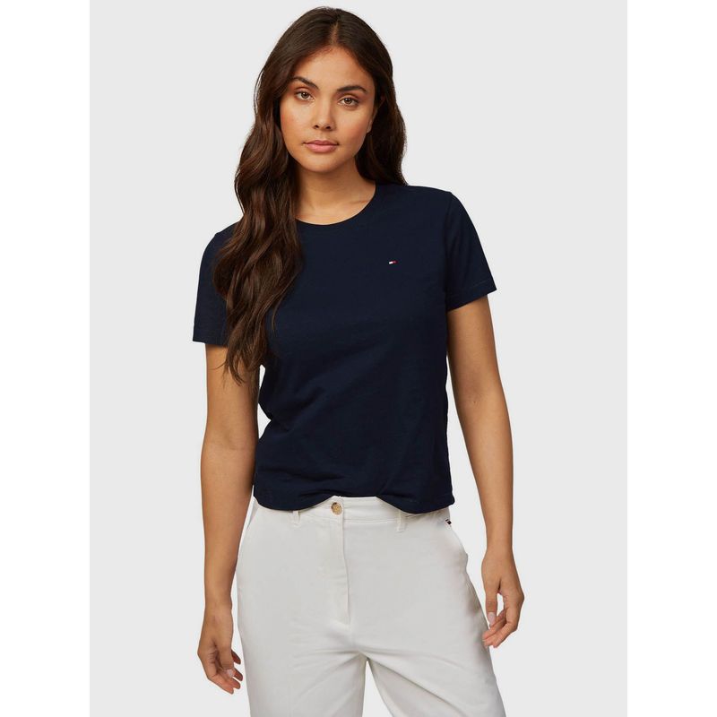 TOMMY HILFIGER - Polera De Corte Regular Con Logo Azul Tommy Hilfiger