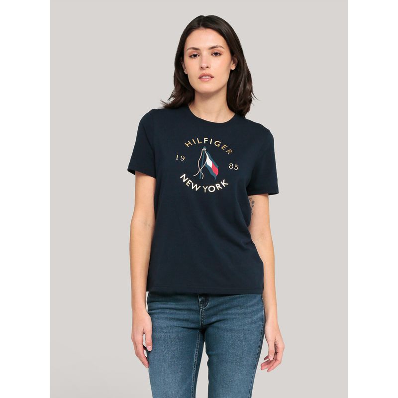 TOMMY HILFIGER - Polera Motion Flag Logo Azul Tommy Hilfiger