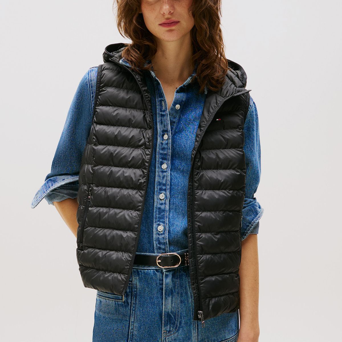 TOMMY HILFIGER - Parka Vest Acolchada Global Stripe Negro Tommy Hilfiger