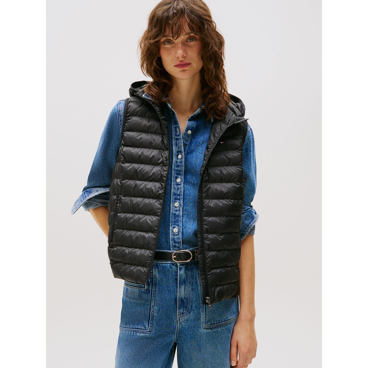 TOMMY HILFIGER - Parka Vest Acolchada Global Stripe Negro Tommy Hilfiger