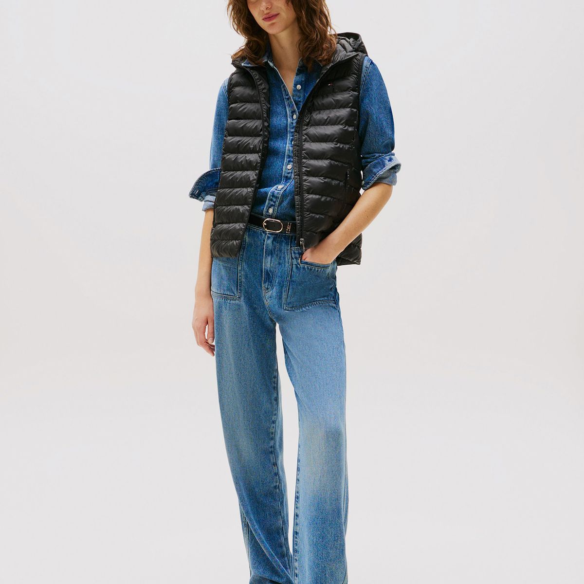 TOMMY HILFIGER - Parka Vest Acolchada Global Stripe Negro Tommy Hilfiger