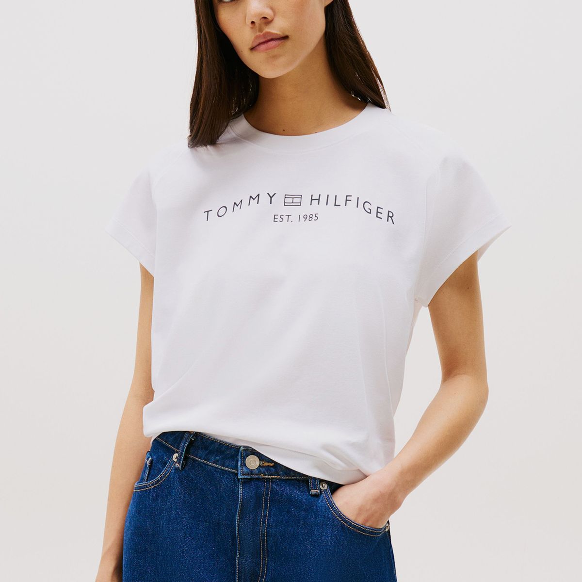 TOMMY HILFIGER - Polera Corporate Logo Blanco Tommy Hilfiger