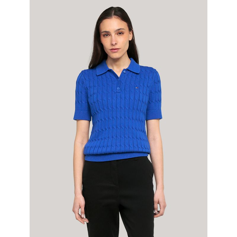 TOMMY HILFIGER - Sweater Cable Solid Azul Tommy Hilfiger