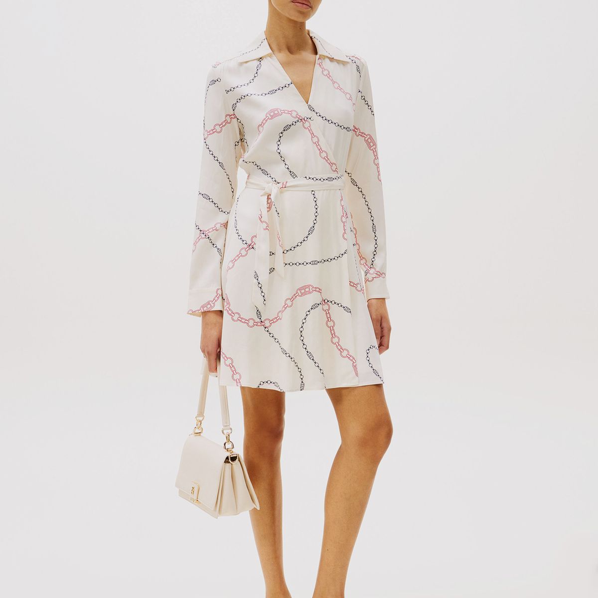 TOMMY HILFIGER - Vestido Cruzado Con Estampado Beige Tommy Hilfiger