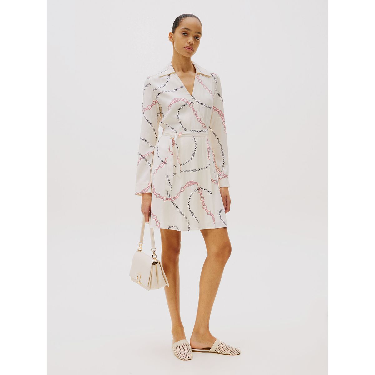 TOMMY HILFIGER - Vestido Cruzado Con Estampado Beige Tommy Hilfiger