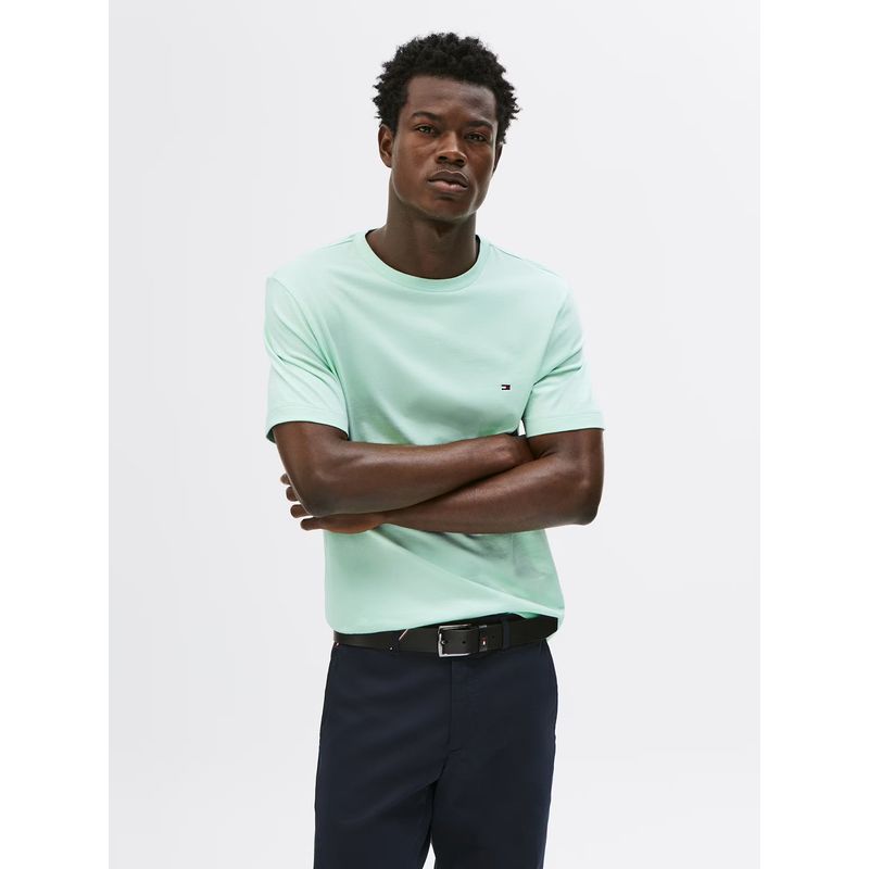 TOMMY HILFIGER - Polera Essential Cotton C-Neck Regular Fit Verde Tommy Hilfiger