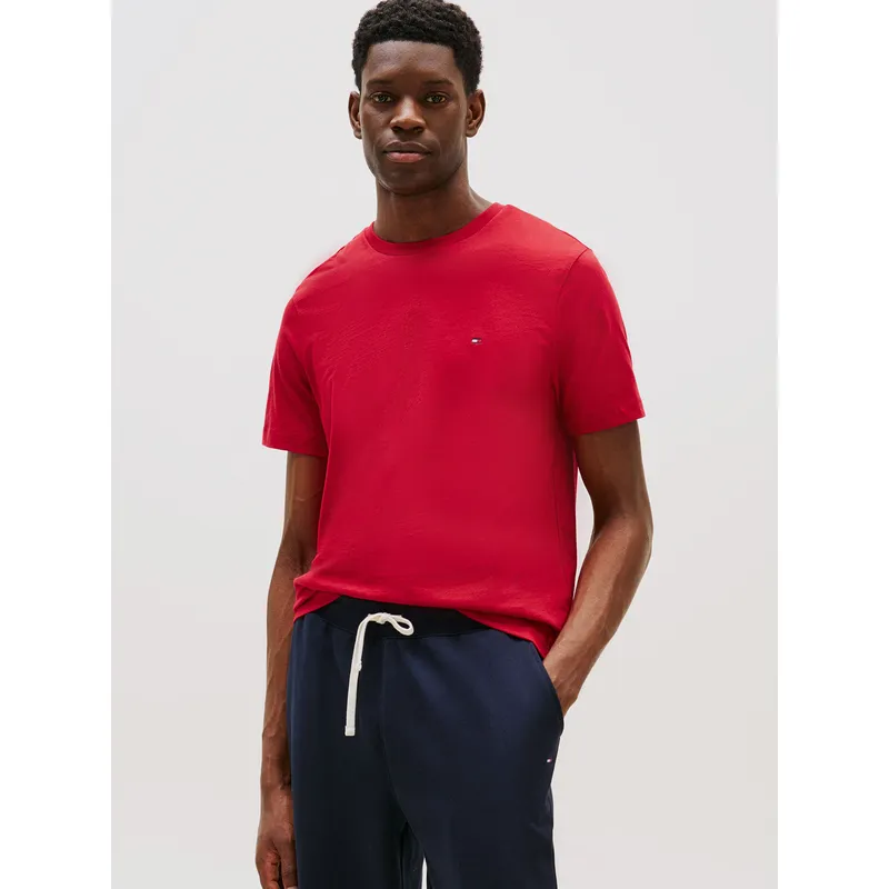TOMMY HILFIGER - Polera Essential Cotton C-Neck Regular Fit Rojo Tommy Hilfiger
