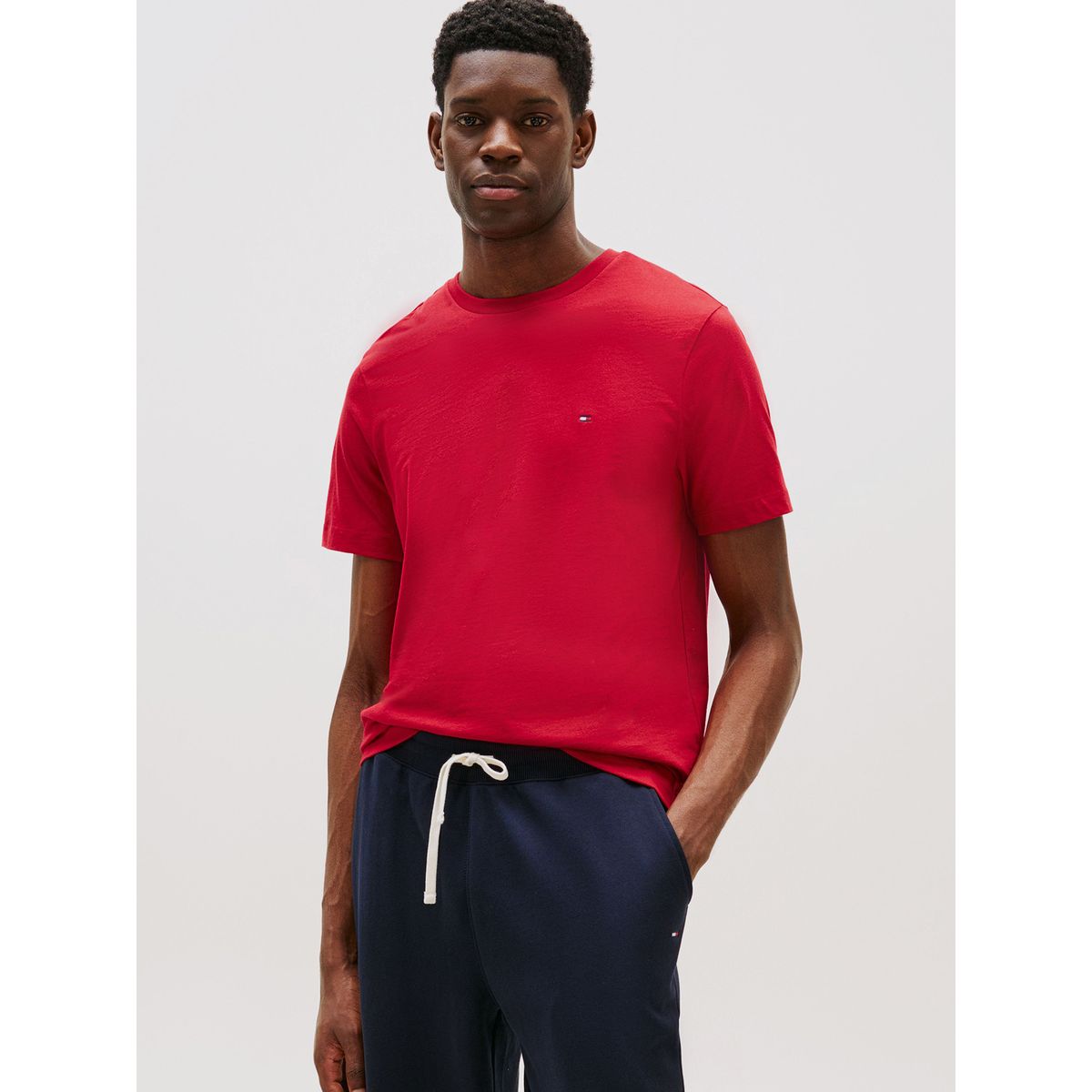 TOMMY HILFIGER - Polera Essential Cotton C-Neck Regular Rojo Tommy Hilfiger