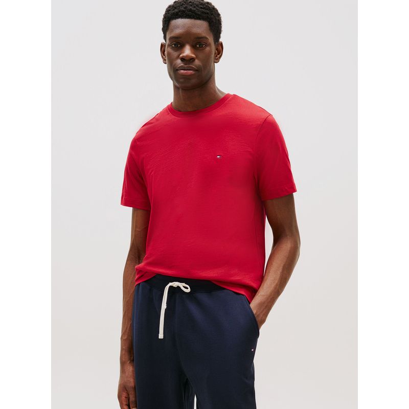 TOMMY HILFIGER - Polera Essential Cotton C-Neck Regular Fit Rojo Tommy Hilfiger