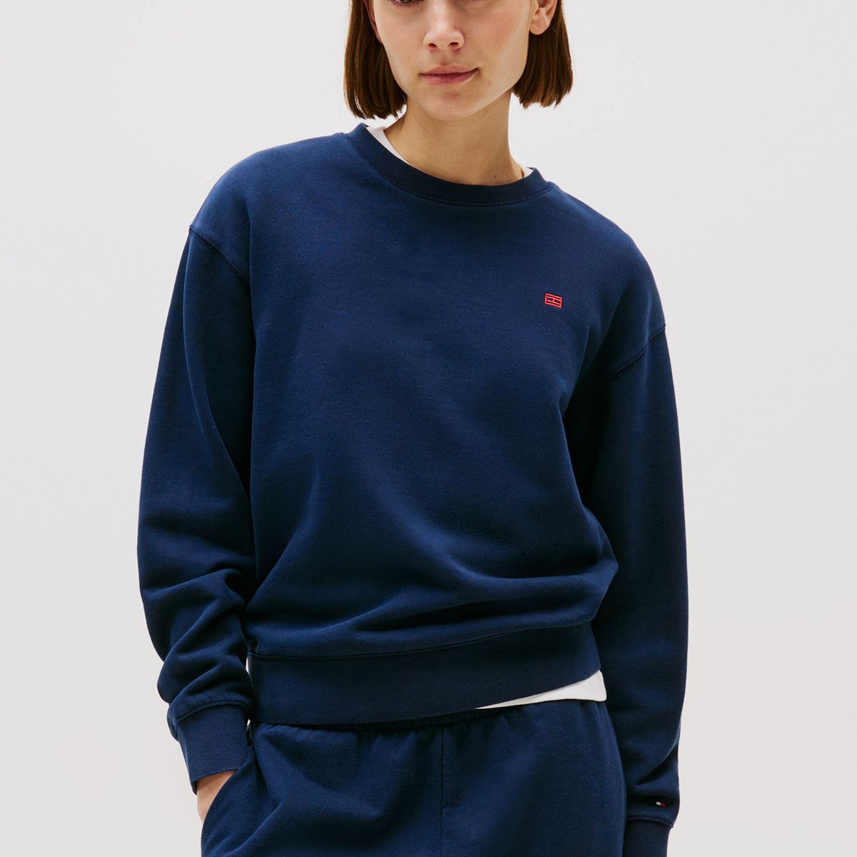 TOMMY HILFIGER - Polerón Contrast Flag Logo Azul Tommy Hilfiger