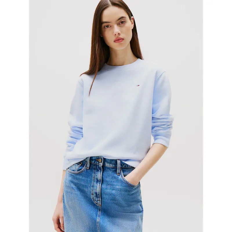 TOMMY HILFIGER - Polerón Flag Logo Con Parche Celeste Tommy Jeans