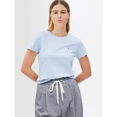 TOMMY HILFIGER - Polera De Corte Regular Con Logo Celeste