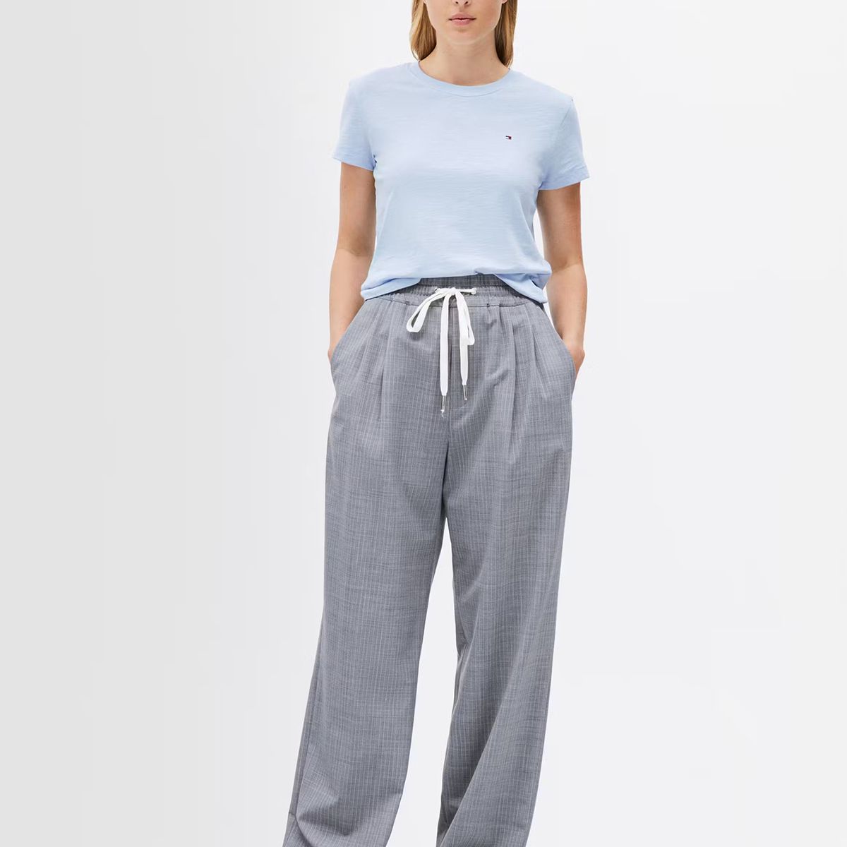 TOMMY HILFIGER - Polera De Corte Regular Con Logo Celeste Tommy Hilfiger