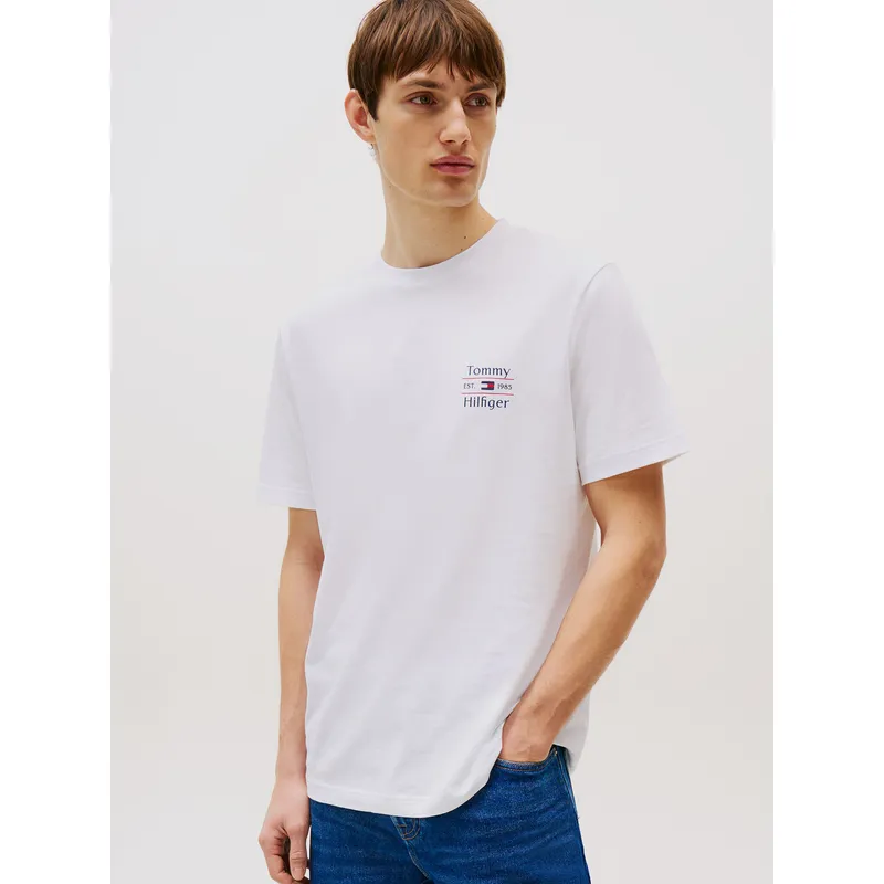 TOMMY HILFIGER - Polera Stack Con Logo Regular Fit Blanco Tommy Hilfiger