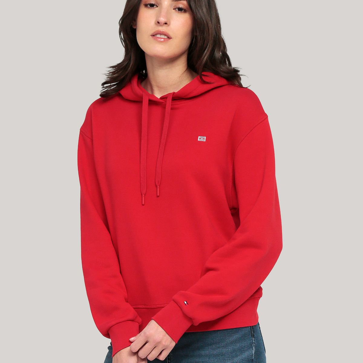 TOMMY HILFIGER - Polerón Hoodie Contrast Flag Logo Rojo Tommy Hilfiger