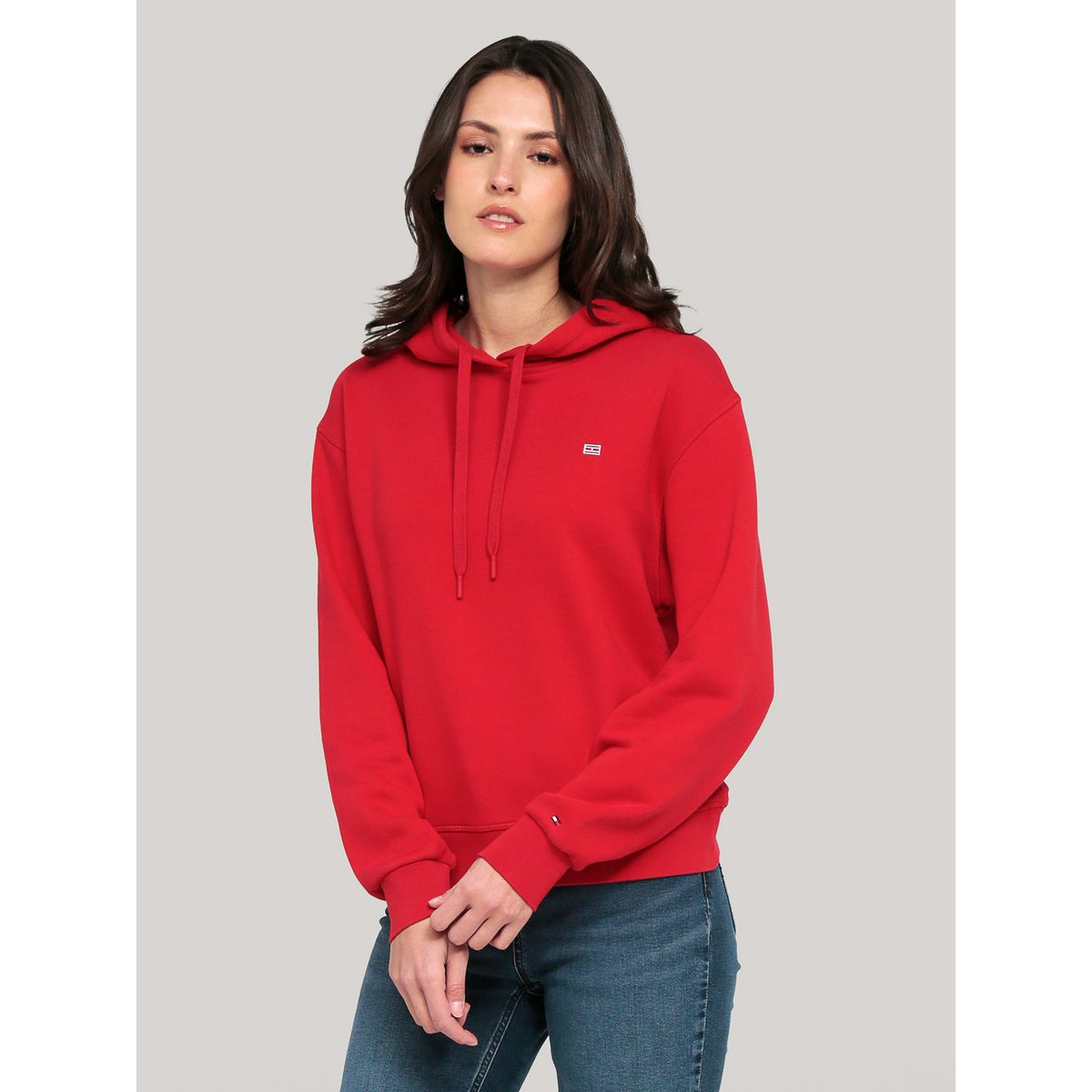 TOMMY HILFIGER - Polerón Hoodie Contrast Flag Logo Rojo Tommy Hilfiger