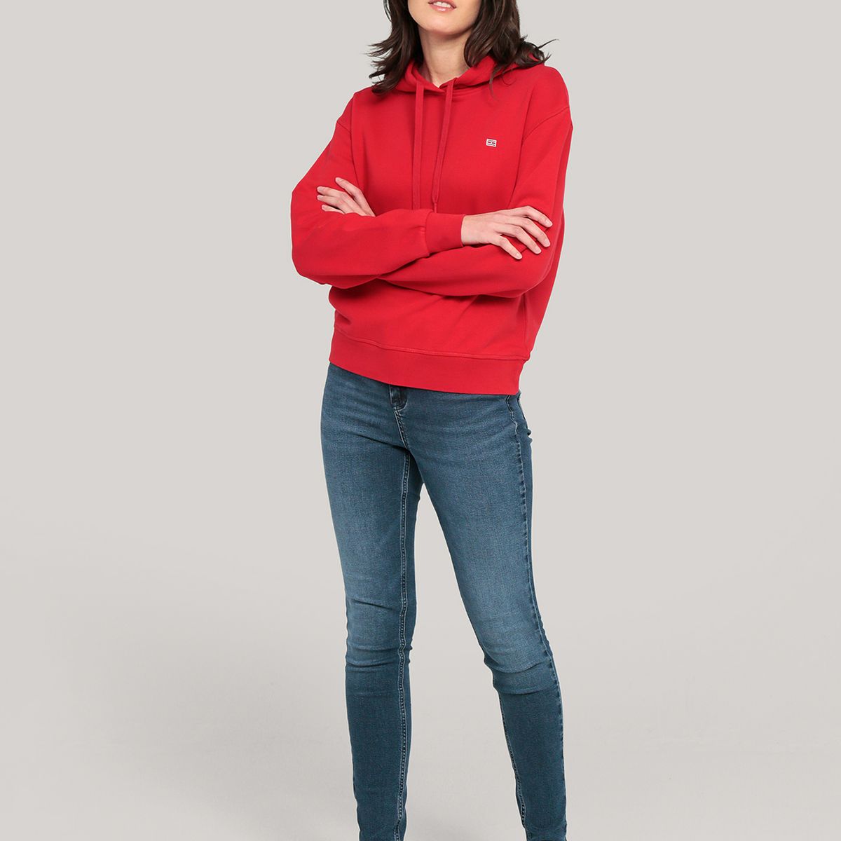 TOMMY HILFIGER - Polerón Hoodie Contrast Flag Logo Rojo Tommy Hilfiger