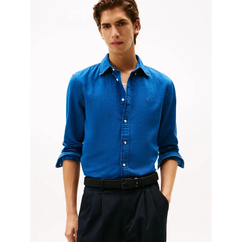 TOMMY HILFIGER - Camisa Chambray Regular Fit Azul Tommy Hilfiger