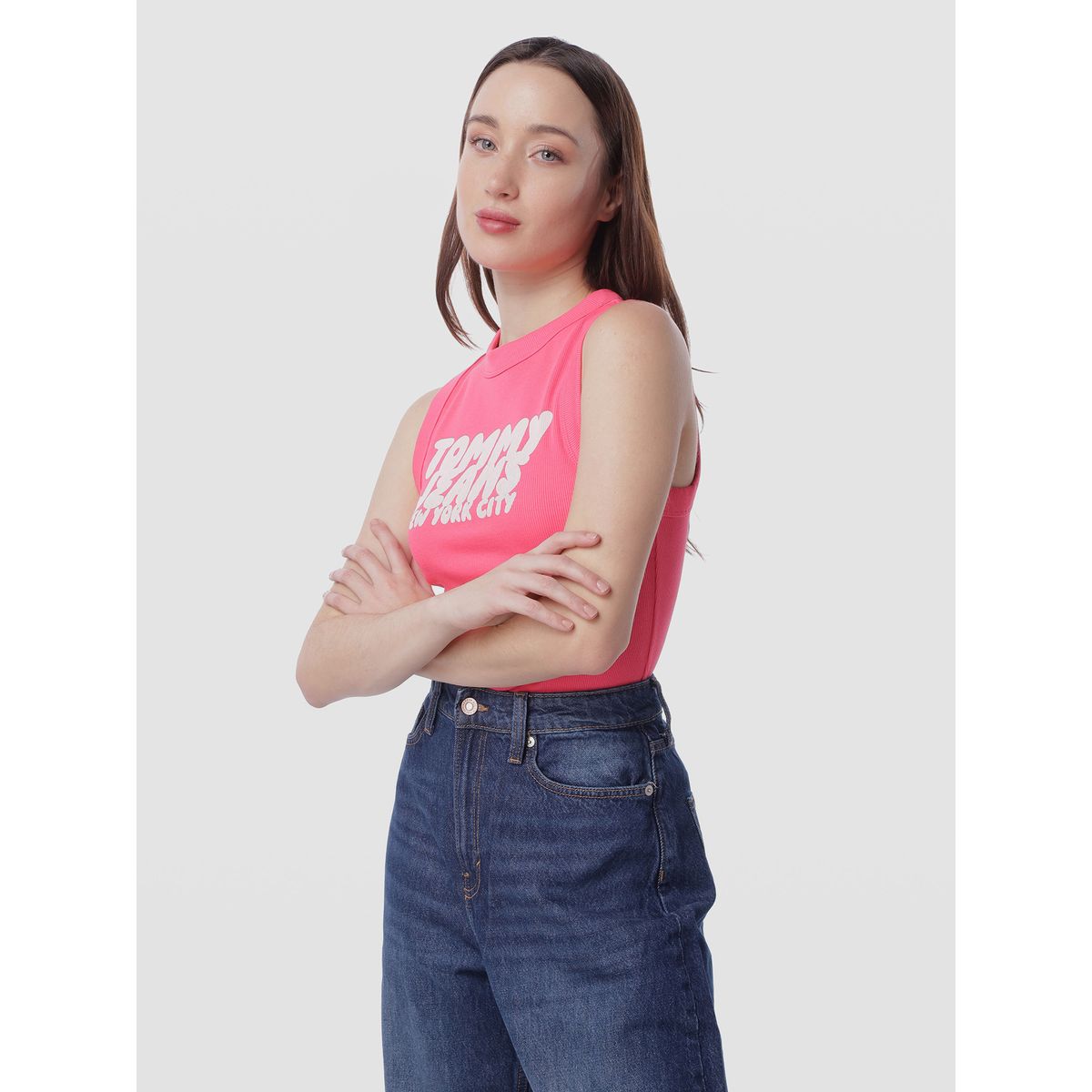 TOMMY HILFIGER - Polera Bubble Con Logo Rosado Tommy Jeans