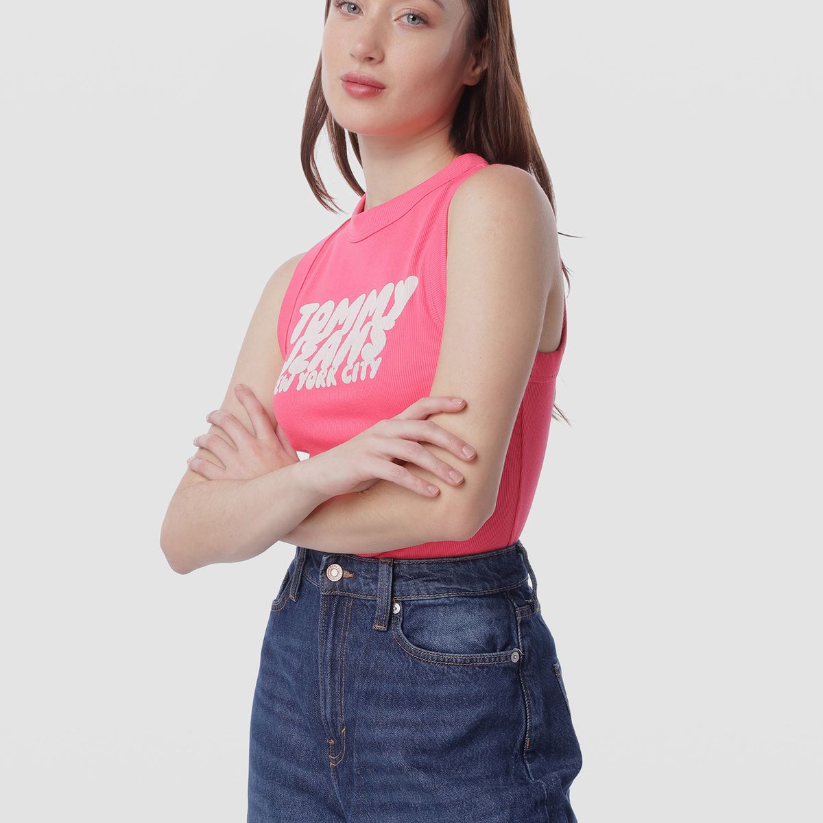 TOMMY HILFIGER - Polera Bubble Con Logo Rosado Tommy Jeans