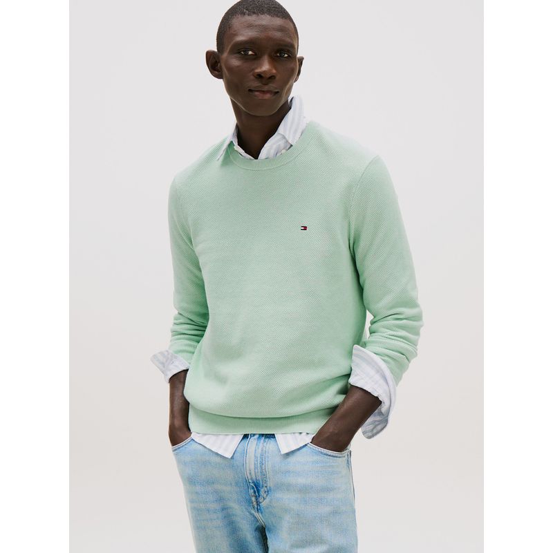 TOMMY HILFIGER - Sweater Essential Structure C-Neck Verde Tommy Hilfiger