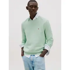 TOMMY HILFIGER - Sweater Essential Structure C-Neck Verde