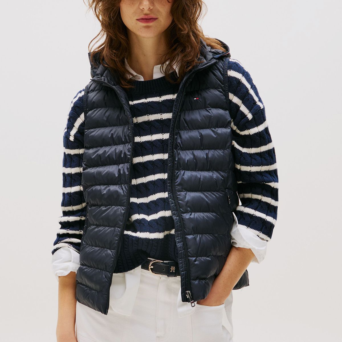TOMMY HILFIGER - Parka Vest Acolchada Global Stripe Azul Tommy Hilfiger