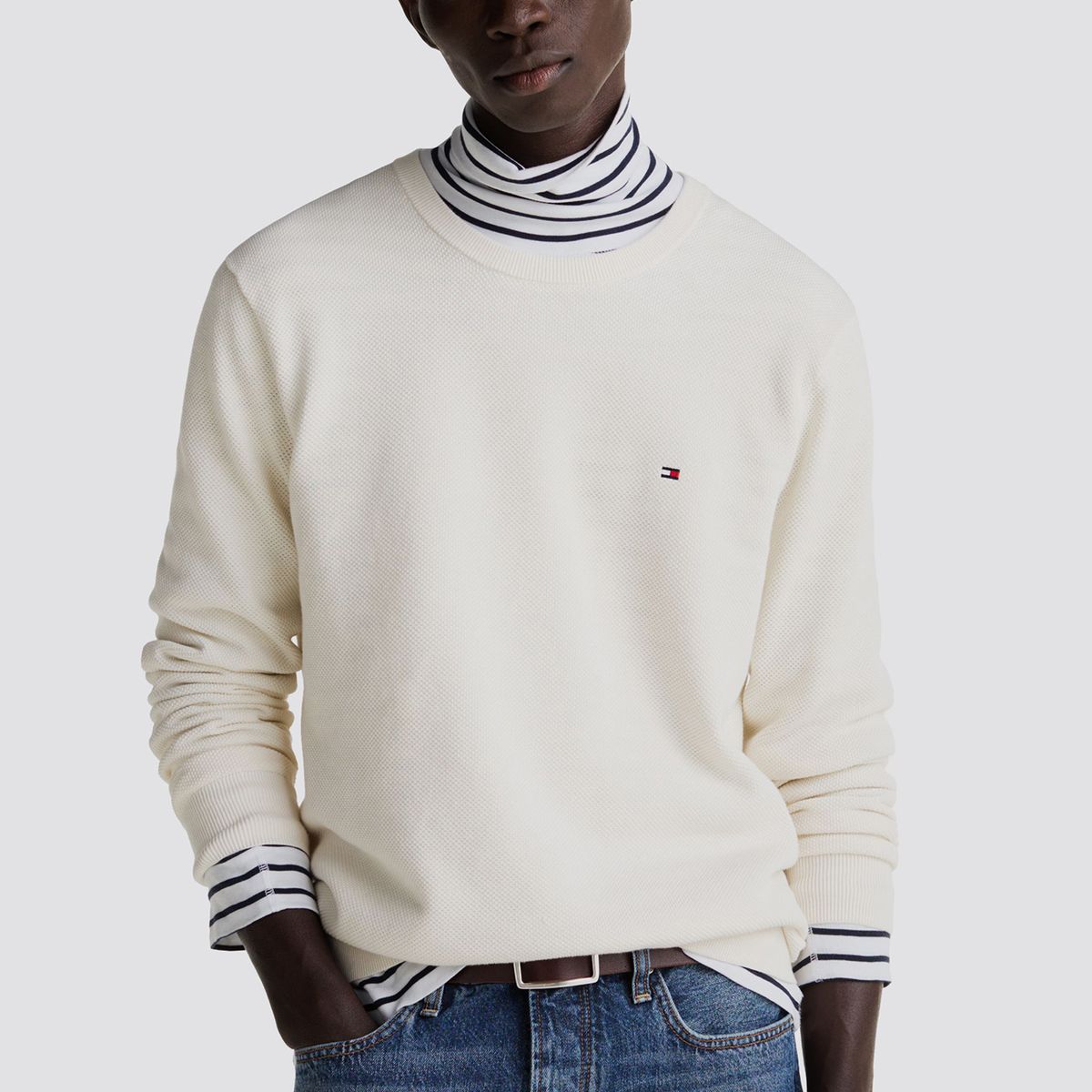 TOMMY HILFIGER - Sweater Essential Structure C-Neck Blanco Tommy Hilfiger