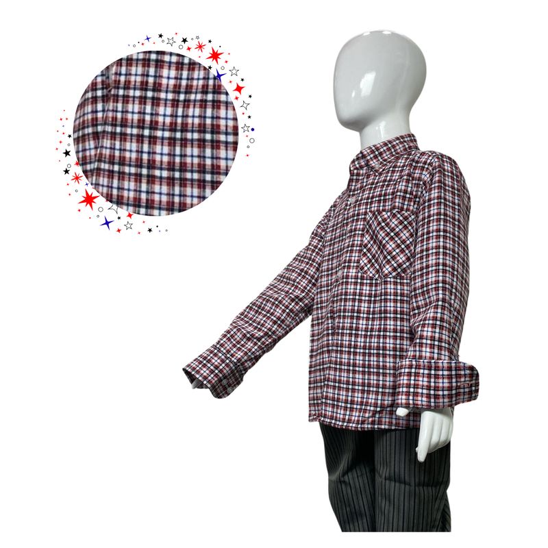 EKOL TACTICA MILITAR - Camisa Cuadrille Traje Huaso Niño Y Juvenil Rojo Blanco Negro