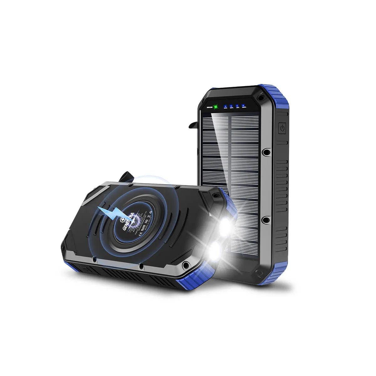 GENECTRA - Power Bank con Panel Solar de Carga Portátil 30000mAh