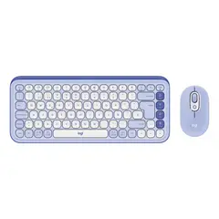 LOGITECH - Kit Teclado y Mouse inalámbrico POP Icon Lila Español