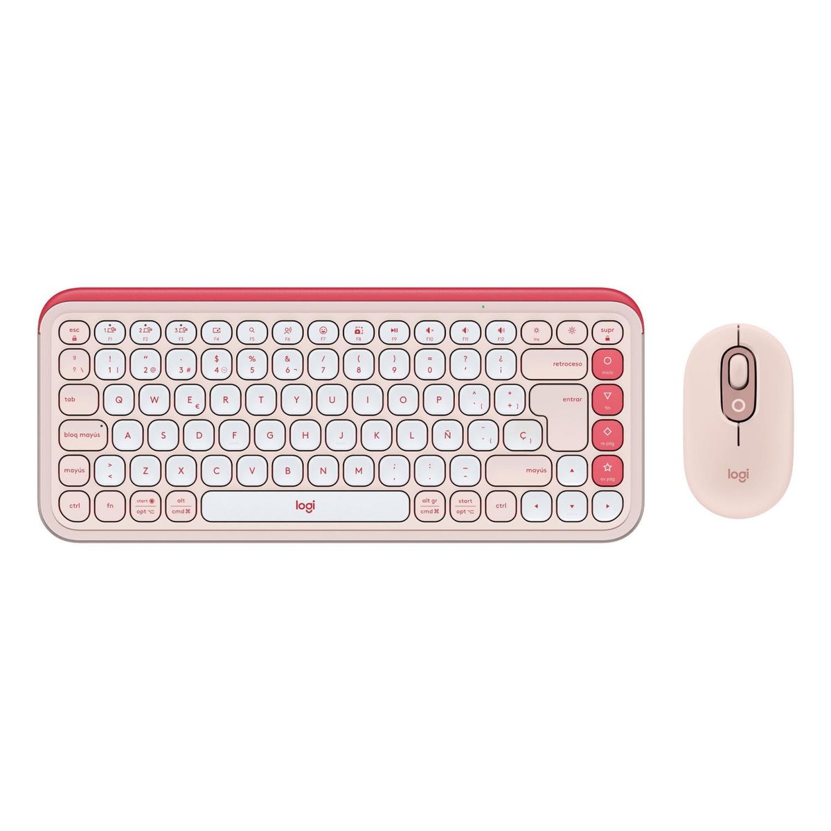LOGITECH - Kit Teclado y Mouse inalámbrico Logitech POP Icon Rosado Español