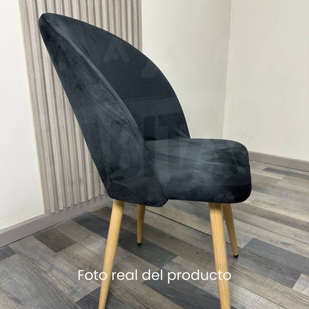 HABITA2 CHILE - Silla Elsa Wood Terciopelo - Negro