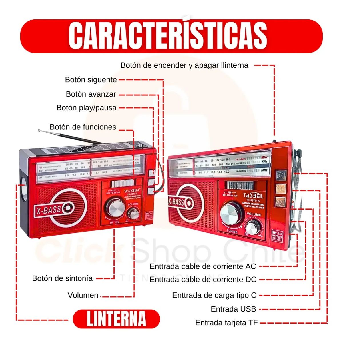 MOVI - RADIO AM-FM CON LINTERNA CON PANEL SOLAR A PILAS Y RECARGABLE
