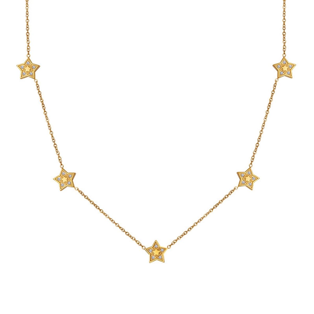 LUX JOYAS - Collar Baño Oro Amarillo 18k Estrellas Circones