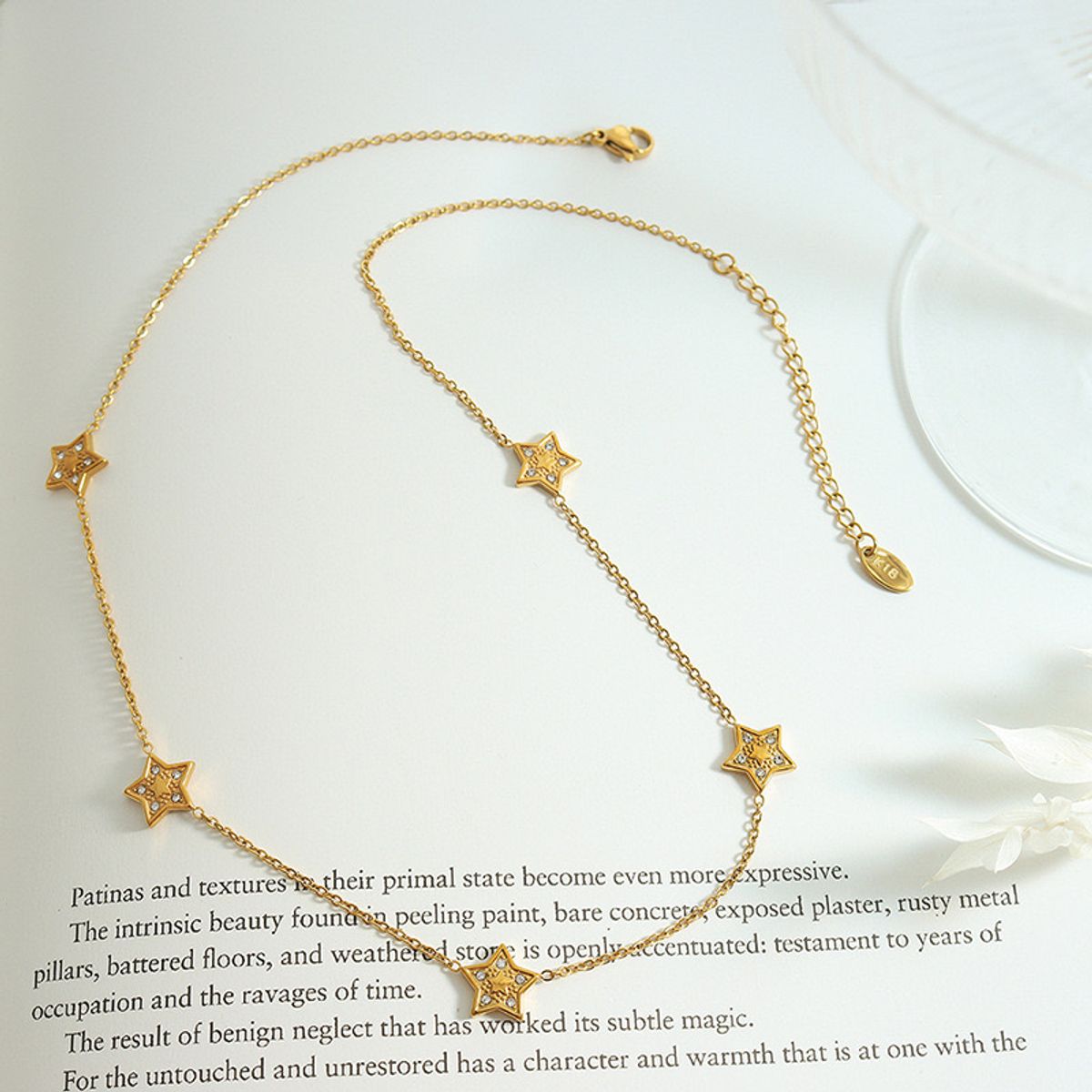 LUX JOYAS - Collar Baño Oro Amarillo 18k Estrellas Circones