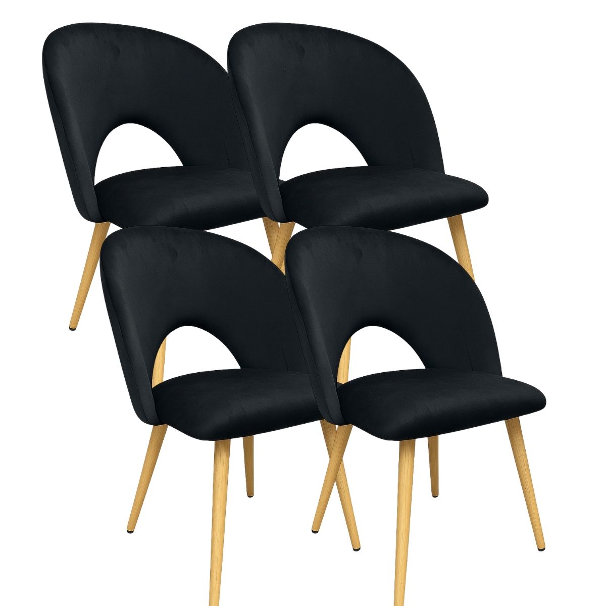 HABITA2 CHILE - Pack 4 Silla Elsa Wood Terciopelo - Negro